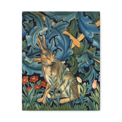 Matte Canvas, Stretched, 1.25" - William Morris Inspired Forest Rabbit