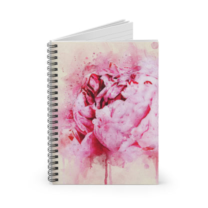 Pink Peony Watercolor Spiral Notebook – Floral Ruled Journal for Notes & Gifts