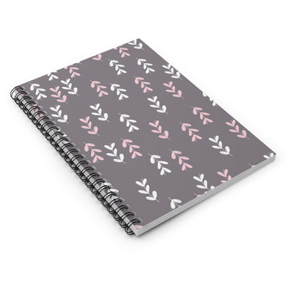 Floral Doodle Spiral Notebook — Pink & Gray Ruled Journal