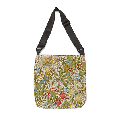 Tote Bag - Golden Lilly William Morris Design-Premium All-Over Print Shoulder Bag