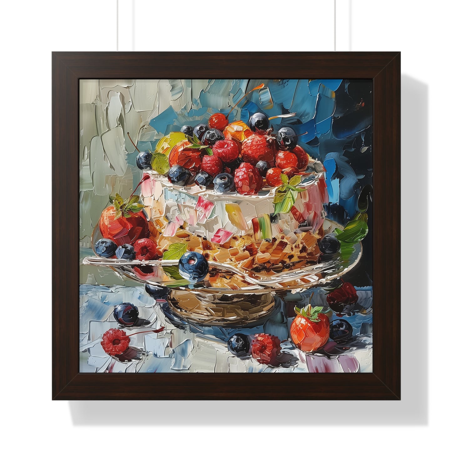 Framed Vertical Poster - Luscious Dessert brown frame