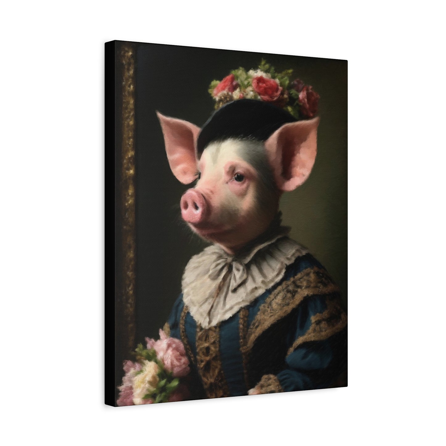Piggy in Victorian Elegance Stretched Canvas Wall Art