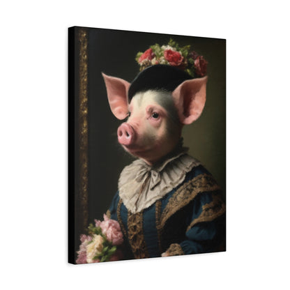 Piggy in Victorian Elegance Stretched Canvas Wall Art