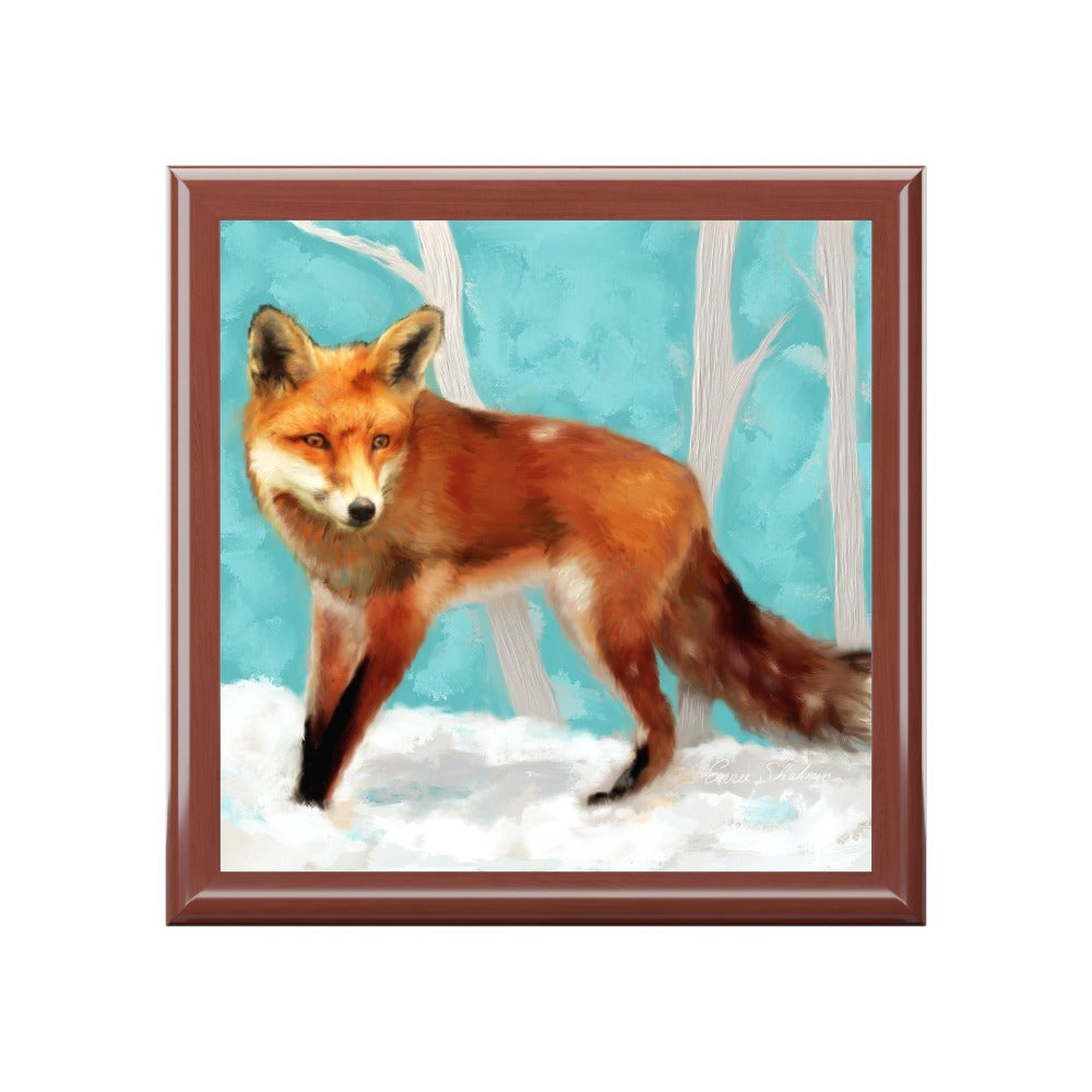 Keepsake/Jewelry Box - Red Fox - Wood Lacquer Box  cover