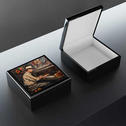 Jewelry Box - Keepsake Box - Honky Tonk Piano Player black open box