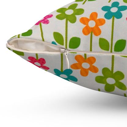 Spun Polyester Square Pillow with Zipper -  Floral Print