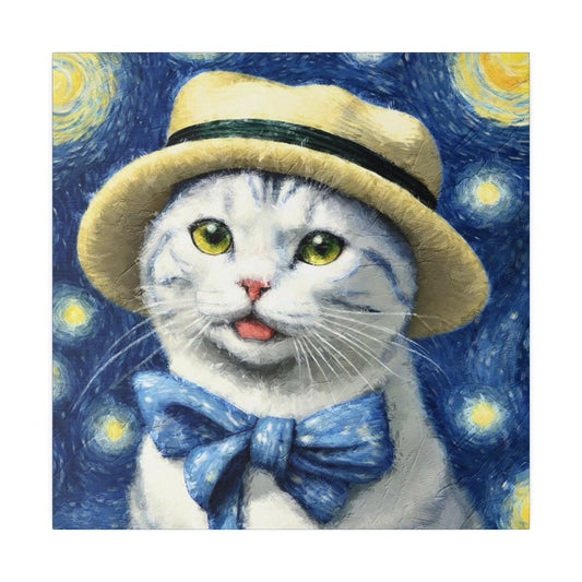 Starry Cat Canvas Print Square