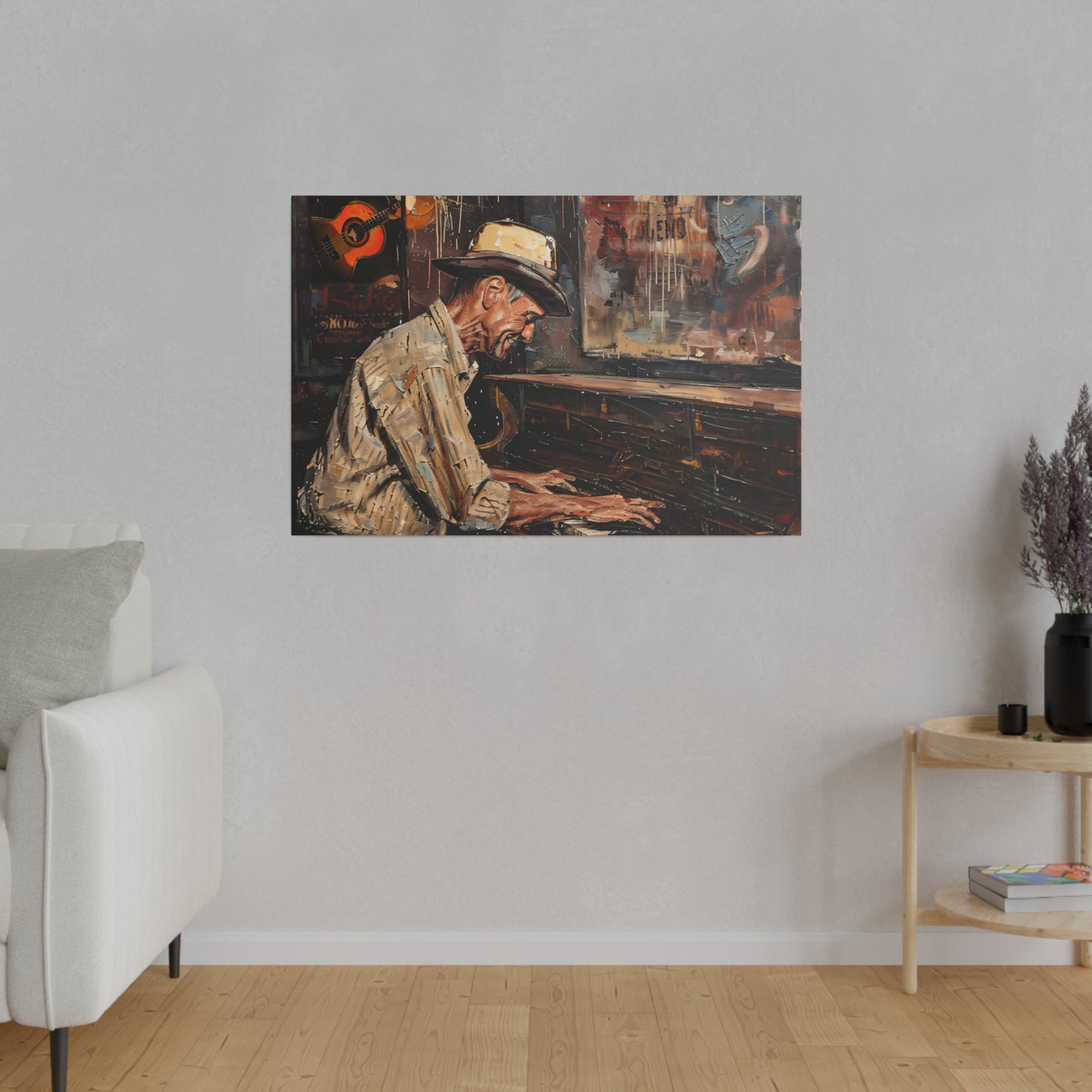 Matte Canvas, Stretched, 0.75" - Honky Tonk Piano Player