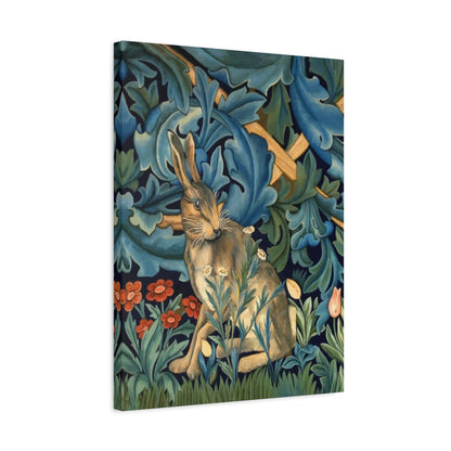 Matte Canvas, Stretched, 1.25" - William Morris Inspired Forest Rabbit