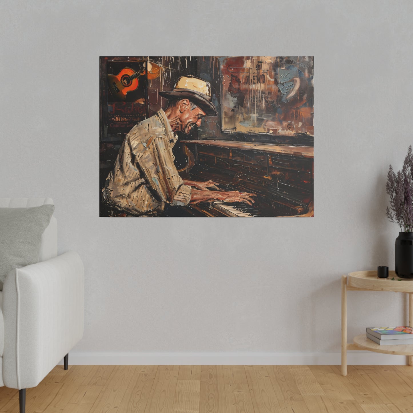 Matte Canvas, Stretched, 0.75" - Honky Tonk Piano Player