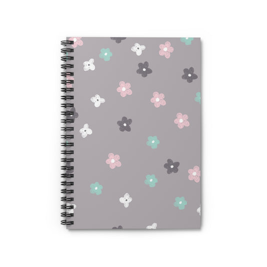 Floral Ditsy Spiral Notebook — Cute Pastel Flower Ruled Journal