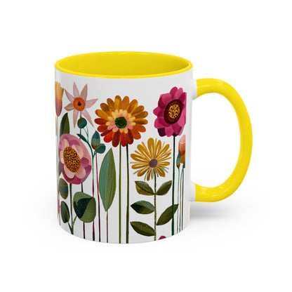 Floral Accent Coffee Mug - Vibrant Flower Design, Perfect for Home or Office, Great Gift for Garden Lovers, Spring Decor, Unique Floral Mug