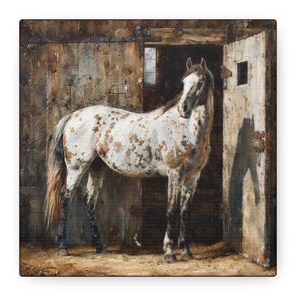 Appaloosa Horse Canvas Wall Art — Rustic Equestrian Stretched Matte Print