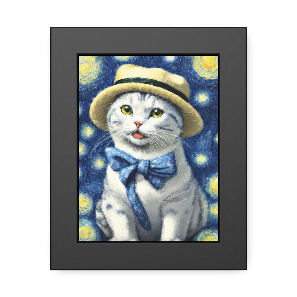 Starry Eye Cat Poster - Framed Paper Posters 
