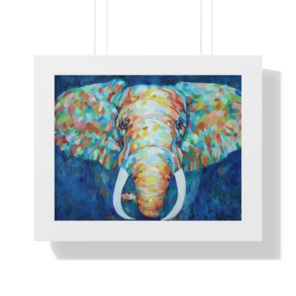 Colorful Elephant - Framed Horizontal Poster in white frame
