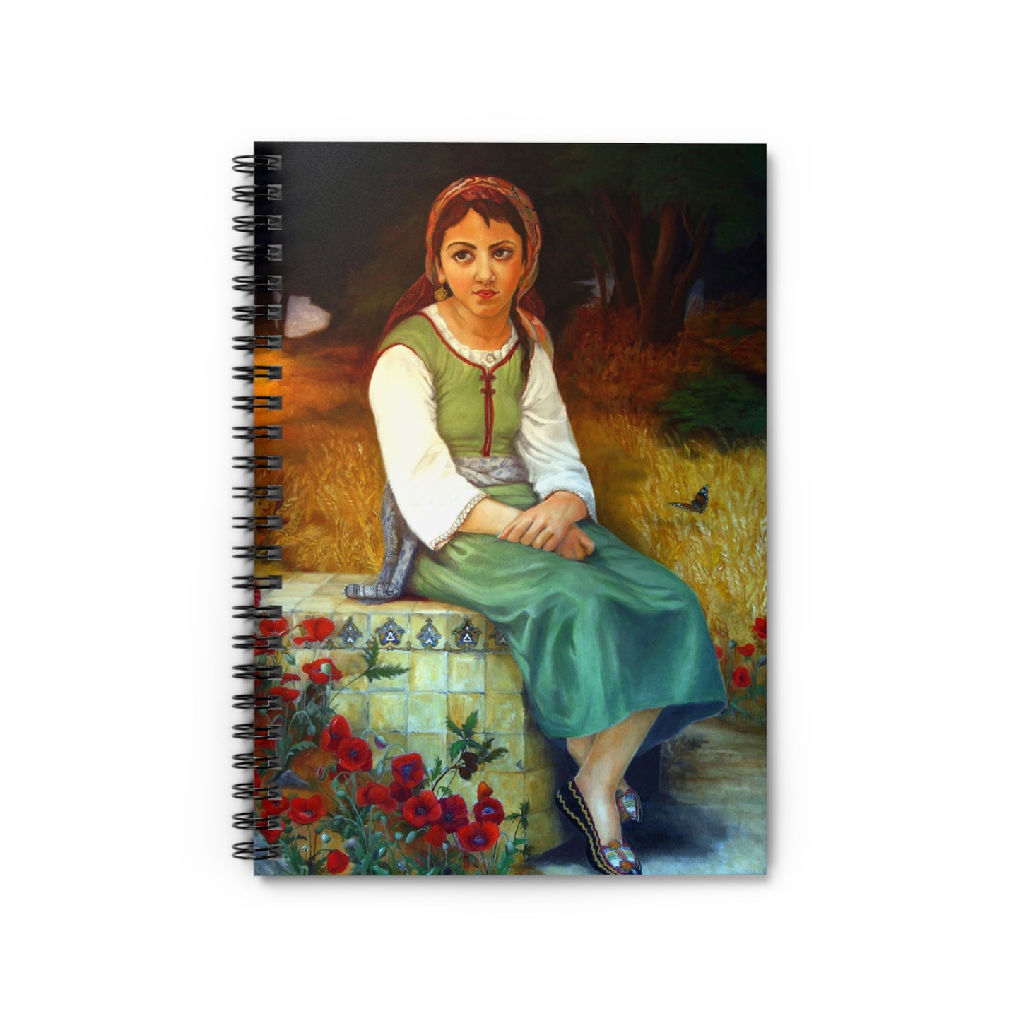 Vintage Girl Portrait Spiral Notebook — Ruled Journal for Art Lovers