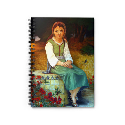 Vintage Girl Portrait Spiral Notebook — Ruled Journal for Art Lovers