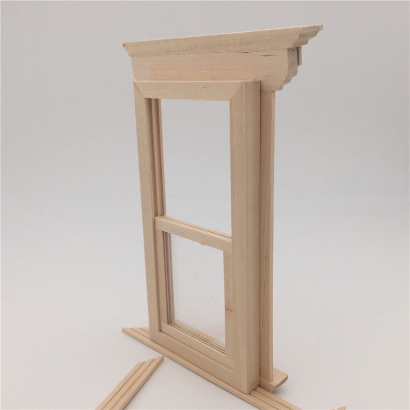 Flat Top Two Lattice Sliding Window - 1/12 Scale Dollhouse Accessories  side view