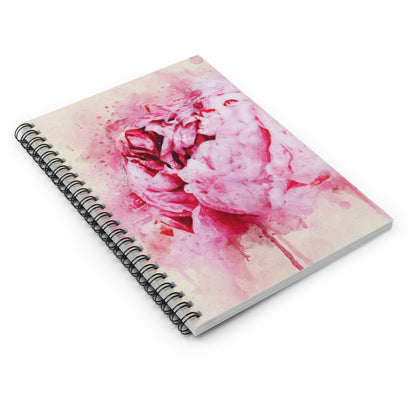 Pink Peony Watercolor Spiral Notebook – Floral Ruled Journal for Notes & Gifts