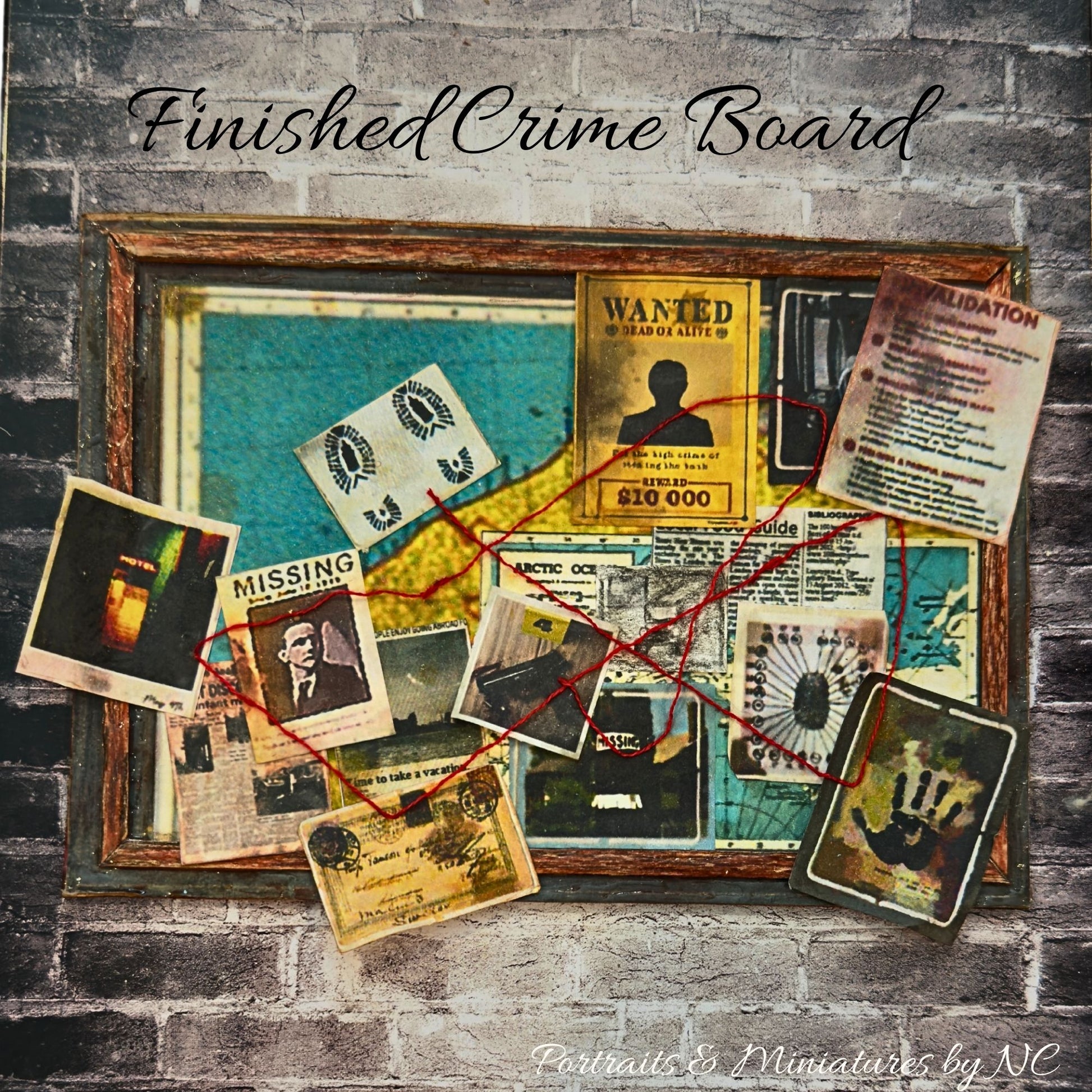 Miniature Handmade Evidence Board /Crime Board- Diorama Supplies –  Portraits and Miniatures by NC