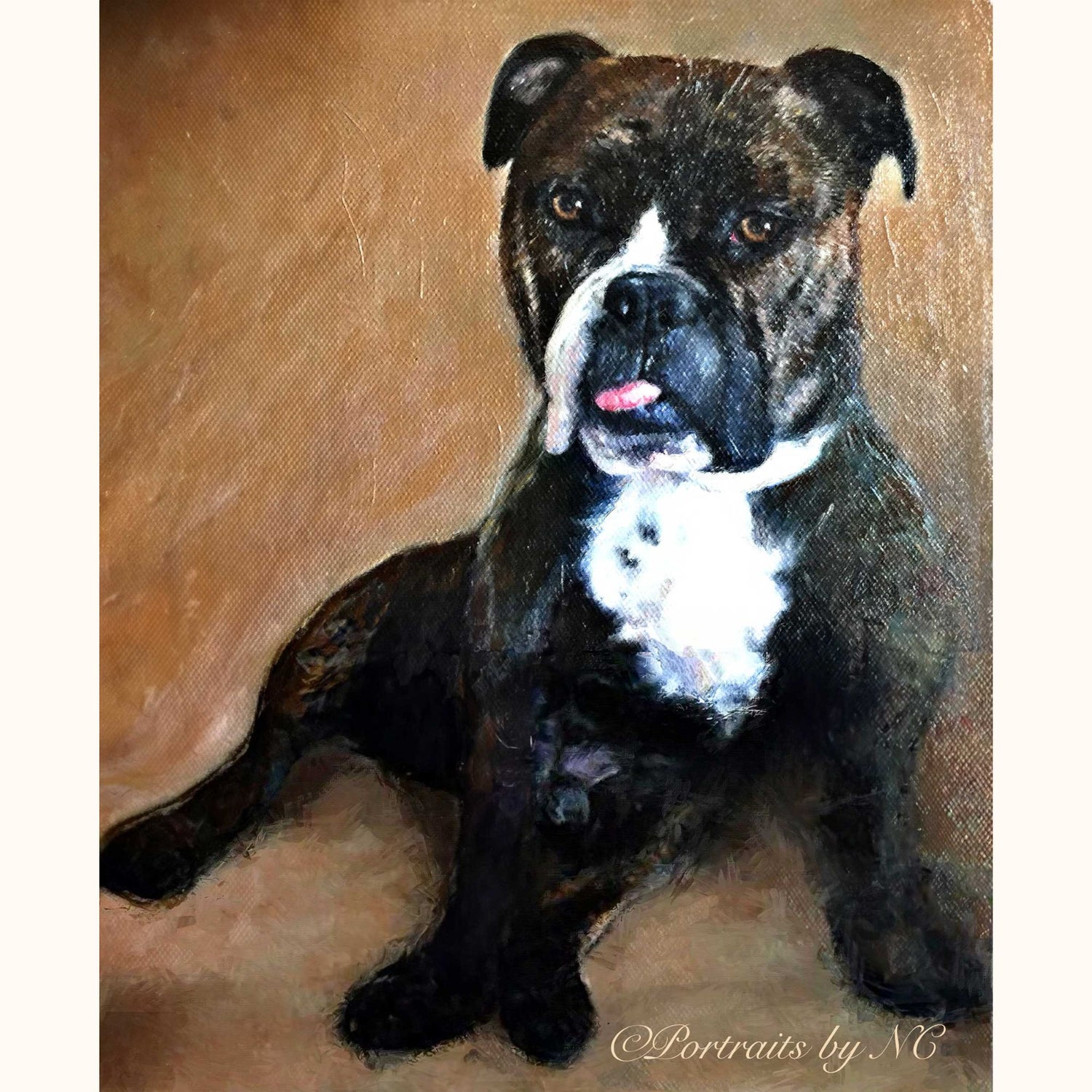 English Bulldog Oil Portrait - Bulldog Painting from Photo