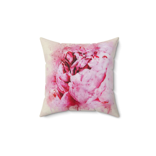 Pink Peony Pillow with Zipper - Floral Pillow