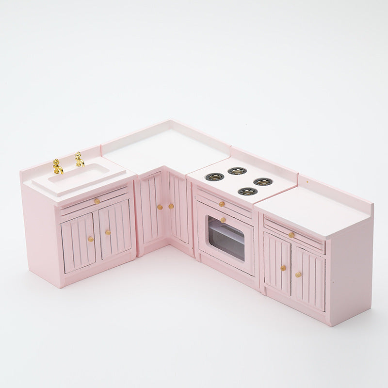 Miniature kitchen cabinet 1 12 scale pink