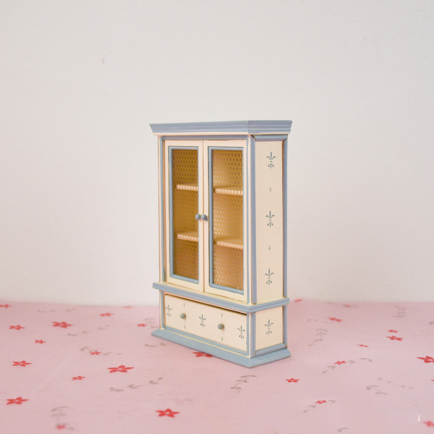 Mini Furniture Cabinet Bookcase for 1/12 Scale Dollhouse side view