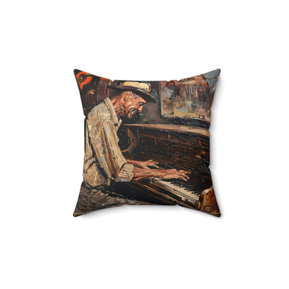 Spun Polyester Square Pillow - Honky Tonk Piano Player