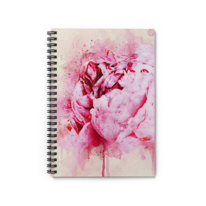 Pink Peony Watercolor Spiral Notebook – Floral Ruled Journal for Notes & Gifts