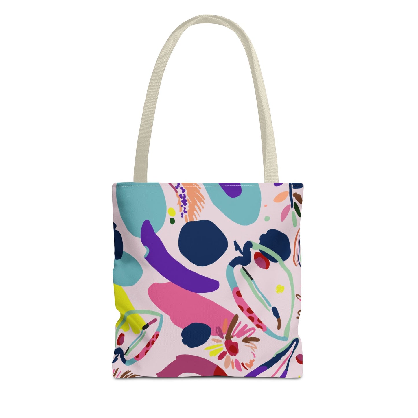 Colorful Circles Canvas Tote Bag - Heavy Duty Fine Art Shoulder Bag-beige handle