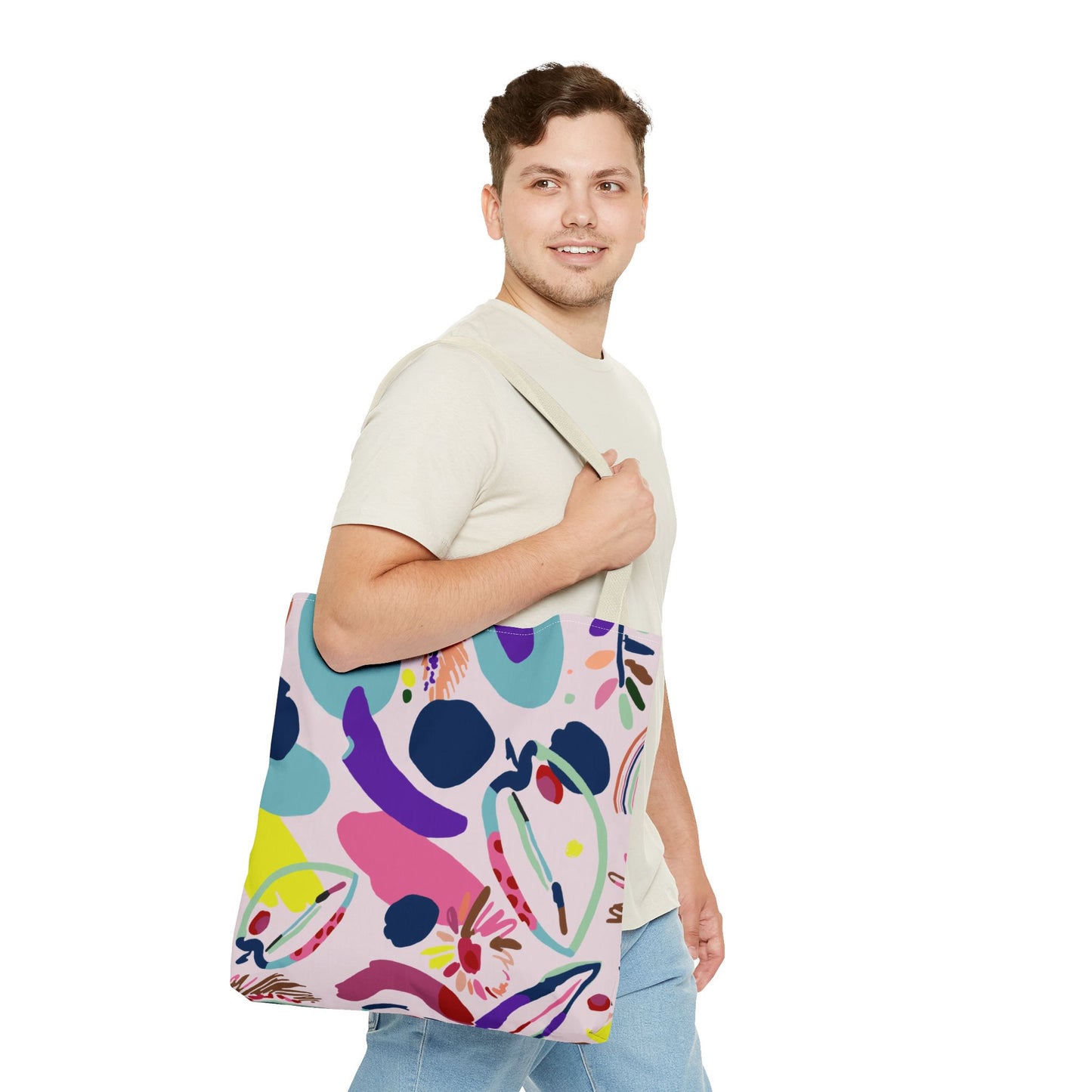 Colorful Circles Canvas Tote Bag - Heavy Duty Fine Art Shoulder Bag