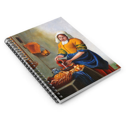 Notebook — Classic Vermeer-Style ‘Milkmaid’ Art Spiral Journal (Ruled)