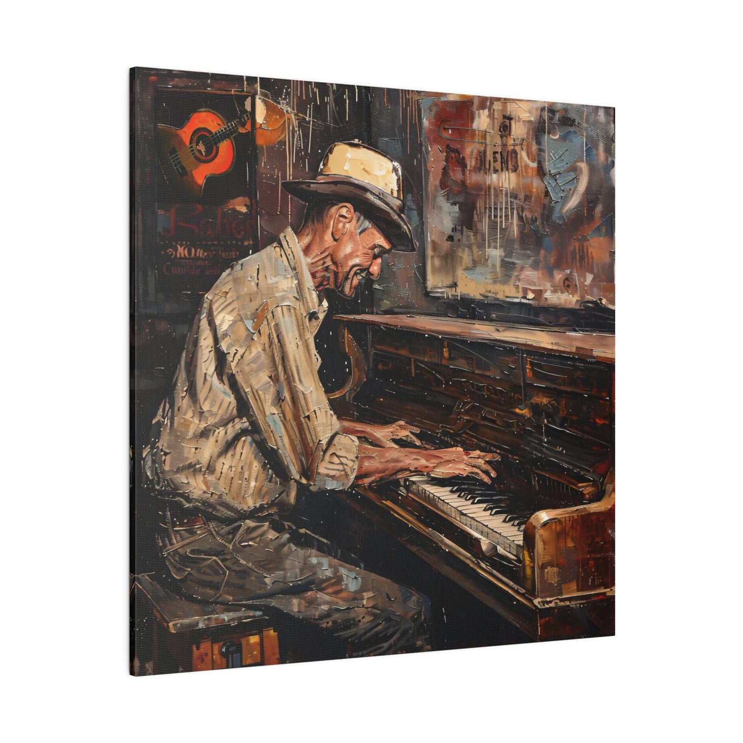 Matte Canvas, Stretched, 0.75" - Honky Tonk Piano Player