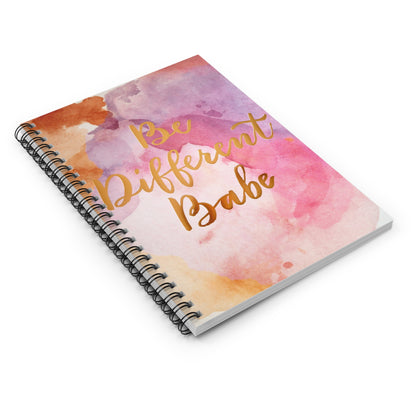 Be Different Babe Spiral Notebook — Watercolor Inspirational Journal (Ruled)