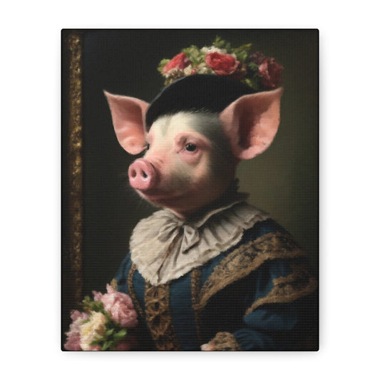 Piggy in Victorian Elegance Stretched Canvas Wall Art