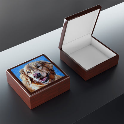 Jewelry Box / Keepsake Box Golden Retriever Lacquer Box  velvet inside