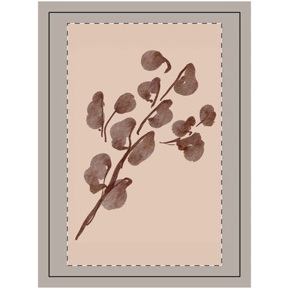 artwork of a brown leaf design on a beige background