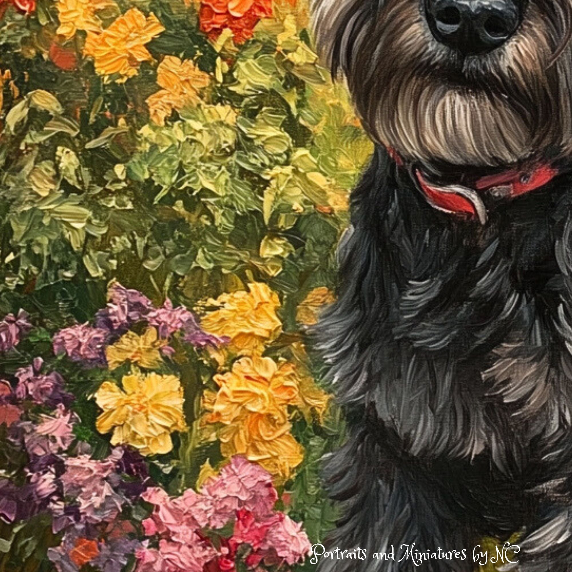 Schnauzer, dog buy , flowers, seed, garden, gardener, seed packet, CANVAS, personalized gift