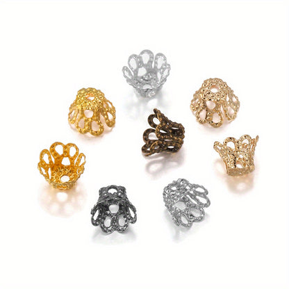 Add some charm to your miniatures with these Wine Glass Hollow Flower Horn Bead Holder End Cap Beads. With 100 pieces in each pack, you can add delicate details in silver and golden metal. Your creations will stand out in style! (Who knew tiny things could be so posh?) assortment