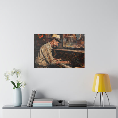 Matte Canvas, Stretched, 0.75" - Honky Tonk Piano Player