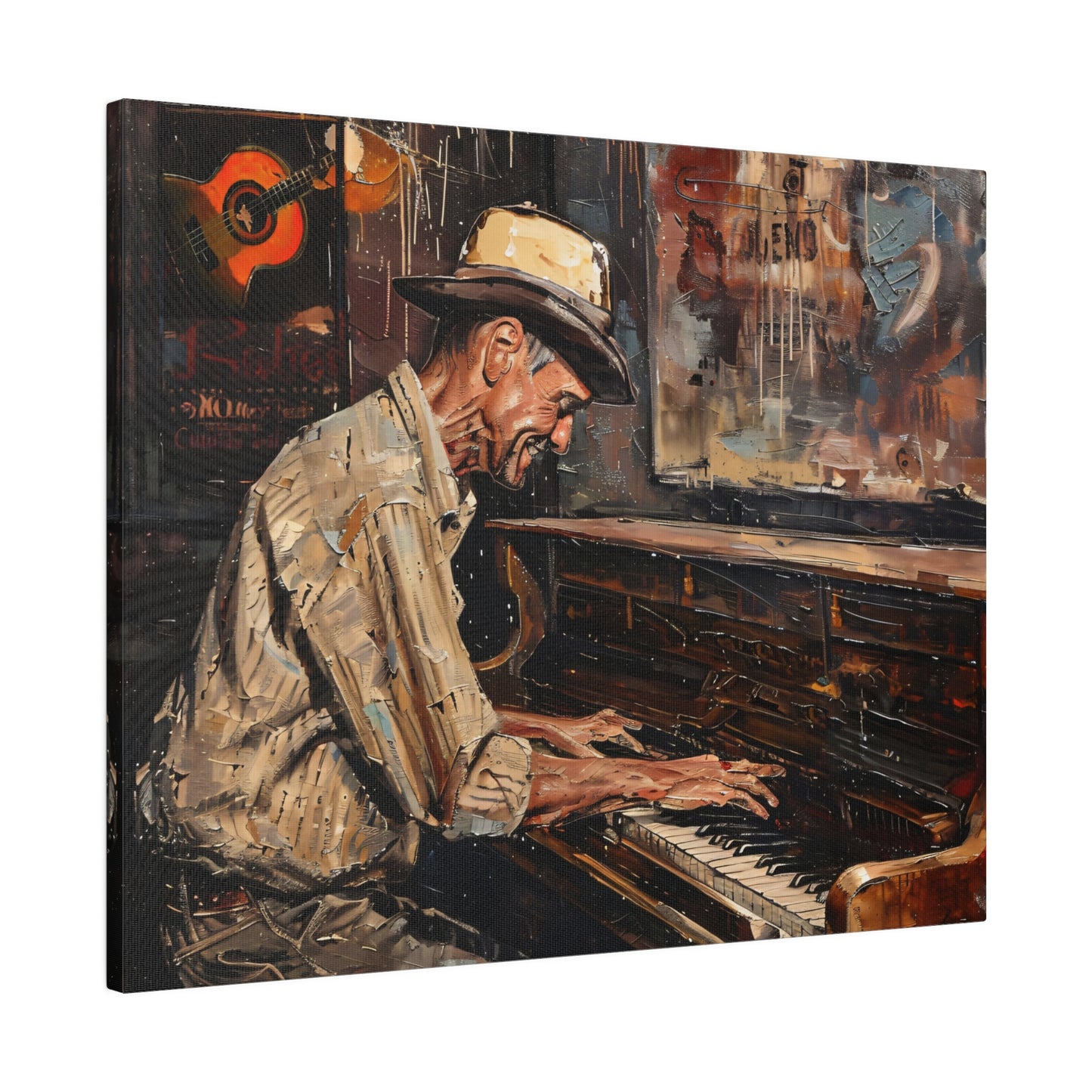 Matte Canvas, Stretched, 0.75" - Honky Tonk Piano Player