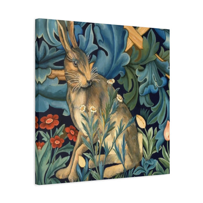 Matte Canvas, Stretched, 1.25" - William Morris Inspired Forest Rabbit