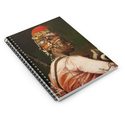 Portrait Art Spiral Notebook — Vintage African Warrior Illustration, Ruled Journal