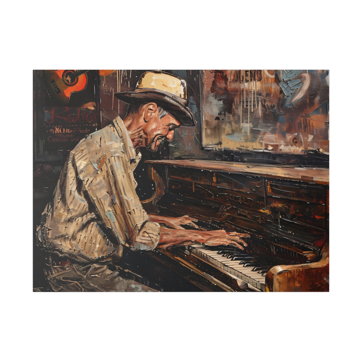 Matte Canvas, Stretched, 0.75" - Honky Tonk Piano Player