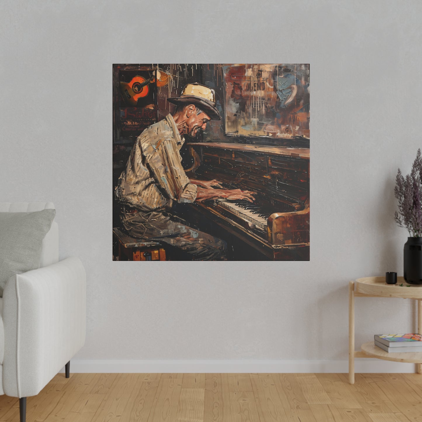 Matte Canvas, Stretched, 0.75" - Honky Tonk Piano Player