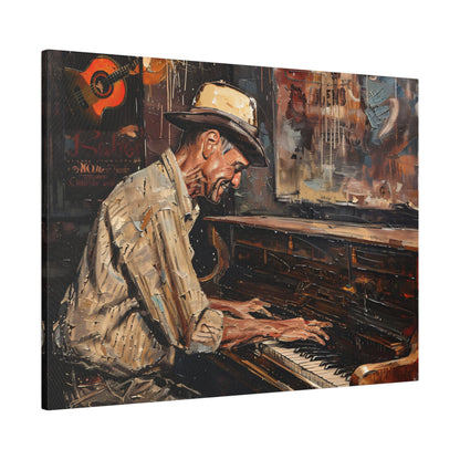 Matte Canvas, Stretched, 0.75" - Honky Tonk Piano Player