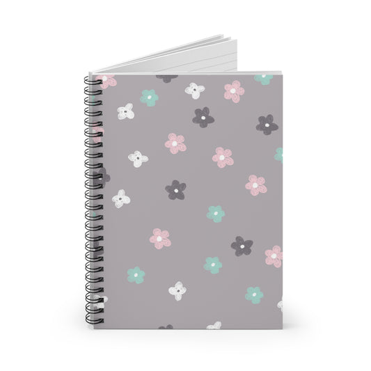 Floral Ditsy Spiral Notebook — Cute Pastel Flower Ruled Journal