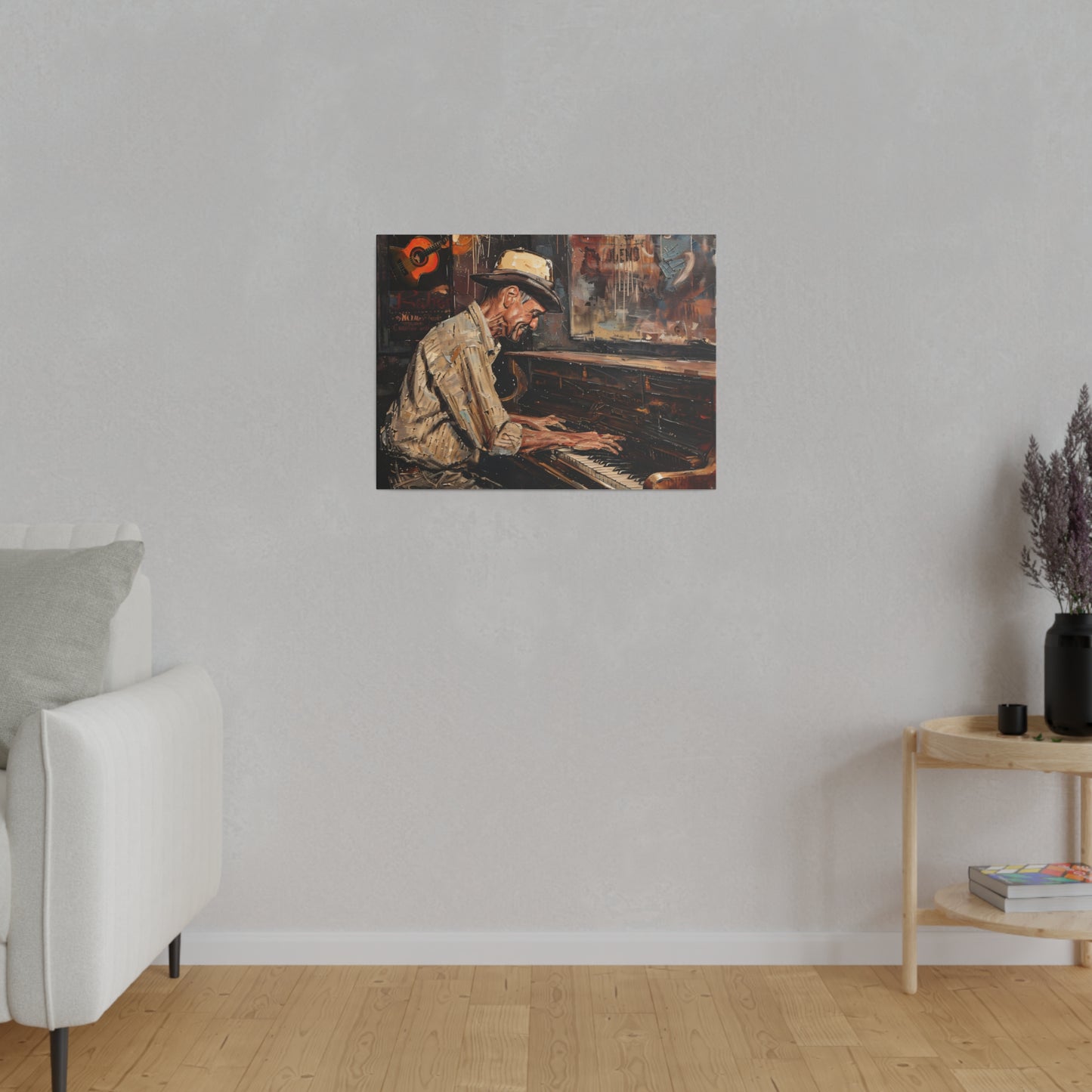 Matte Canvas, Stretched, 0.75" - Honky Tonk Piano Player