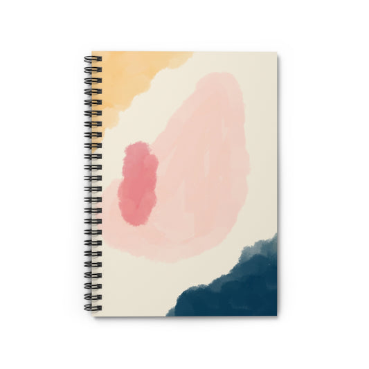Abstract Watercolor Spiral Notebook — Pastel Pink & Navy Ruled Journal